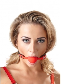 Силиконовый кляп-шар на чёрных ремешках Red Gag silicone - Orion - купить с доставкой в Оренбурге