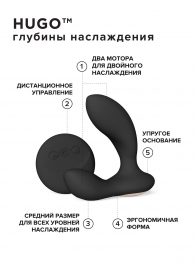 Черный вибромассажер простаты с пультом ДУ Hugo 2 Remote - Lelo - в Оренбурге купить с доставкой