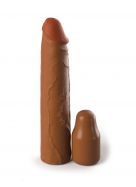 Коричневая насадка на член 2  Silicone X-tension - 20,3 см. - Pipedream - в Оренбурге купить с доставкой
