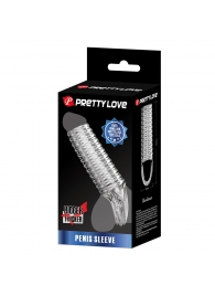 Прозрачная насадка на пенис с ребрышками и подхватом мошонки - Baile - в Оренбурге купить с доставкой