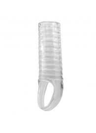Прозрачная насадка на пенис с ребрышками и подхватом мошонки - Baile - в Оренбурге купить с доставкой