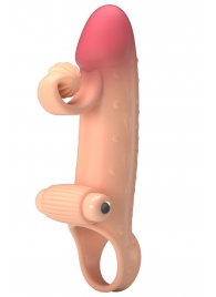 Телесная вибронасадка на пенис с подхватом мошонки - 20 см. - Baile - в Оренбурге купить с доставкой