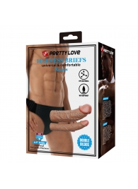 Темно-бежевый фаллопротез для двойного проникновения - 17,5 см. - Baile - купить с доставкой в Оренбурге