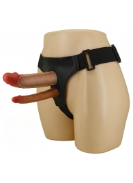 Темно-бежевый фаллопротез для двойного проникновения - 17,5 см. - Baile - купить с доставкой в Оренбурге