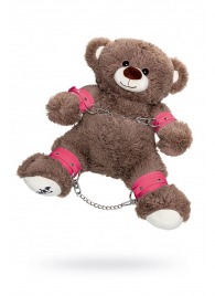 Бондажный набор: бурый мишка с розовыми оковами и наручниками - Pecado - купить с доставкой в Оренбурге