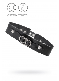 Черный чокер-ошейник со связанными кольцами на подложке - Pecado - купить с доставкой в Оренбурге