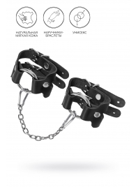 Черные кожаные наручники-браслеты из двух ремешков - Pecado - купить с доставкой в Оренбурге