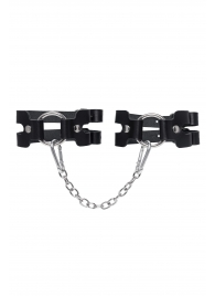 Черные кожаные оковы из двух ремешков - Pecado - купить с доставкой в Оренбурге