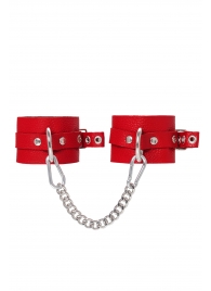 Красные мягкие кожаные оковы с люверсами - Pecado - купить с доставкой в Оренбурге