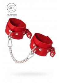 Красные мягкие кожаные оковы с люверсами - Pecado - купить с доставкой в Оренбурге