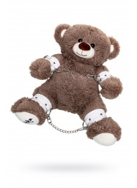 Бондажный набор: бурый мишка с белыми оковами и наручниками - Pecado - купить с доставкой в Оренбурге