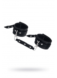 Черные двухслойные кожаные оковы с белой строчкой - Pecado - купить с доставкой в Оренбурге