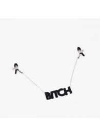 Зажимы на соски с кожаной подвеской Bitch - Crazy Handmade - купить с доставкой в Оренбурге