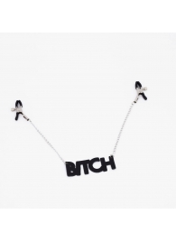 Зажимы на соски с кожаной подвеской Bitch - Crazy Handmade - купить с доставкой в Оренбурге
