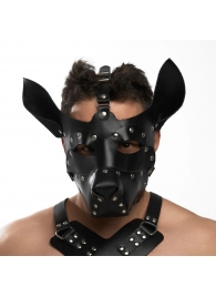 Черная кожаная маска «Собака» - Crazy Handmade - купить с доставкой в Оренбурге