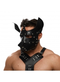 Черная кожаная маска «Собака» - Crazy Handmade - купить с доставкой в Оренбурге