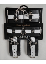 Набор фиксаторов из черной и белой натуральной кожи - Crazy Handmade - купить с доставкой в Оренбурге