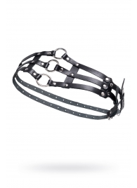 Черный кожаный пояс с кольцами - Pecado - купить с доставкой в Оренбурге