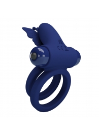 Синее эрекционное кольцо с вибростимуляцией клитора - Baile - в Оренбурге купить с доставкой
