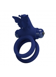 Синее эрекционное кольцо с вибростимуляцией клитора - Baile - в Оренбурге купить с доставкой