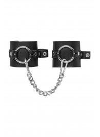 Черные наручники из толстой натуральной кожи с люверсами - Pecado - купить с доставкой в Оренбурге