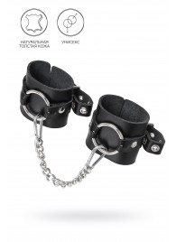 Черные наручники из толстой натуральной кожи с люверсами - Pecado - купить с доставкой в Оренбурге