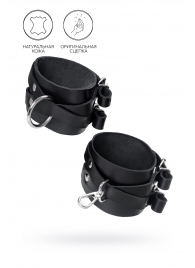 Черные кожаные оковы с двумя перекрёстными ремешками - Pecado - купить с доставкой в Оренбурге