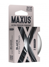 Черные утолщенные презервативы MAXUS Extra Strong с железным кейсом - 3 шт. - Maxus - купить с доставкой в Оренбурге