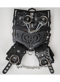 Черный ажурный кожаный набор фиксаций - Crazy Handmade - купить с доставкой в Оренбурге