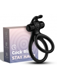 Черное эрекционное виброкольцо с подхватом мошонки Stay Hard - Boys of Toys - в Оренбурге купить с доставкой
