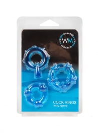 Набор из 3 синих эрекционных колец с различным рельефом - Erowoman-Eroman - в Оренбурге купить с доставкой