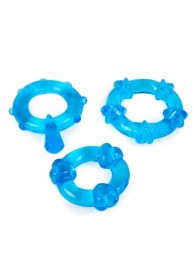 Набор из 3 синих эрекционных колец с различным рельефом - Erowoman-Eroman - в Оренбурге купить с доставкой