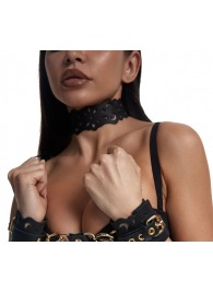 Черный ажурный чокер с золотистой фурнитурой - Crazy Handmade - купить с доставкой в Оренбурге