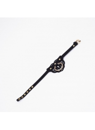 Черный чокер с клепками и золотистой фурнитурой - Crazy Handmade - купить с доставкой в Оренбурге