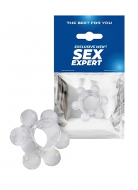 Прозрачное эрекционное кольцо с 6 стимулирующими шариками - Sex Expert - в Оренбурге купить с доставкой