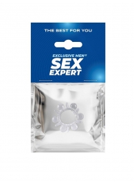 Прозрачное эрекционное кольцо с шариками и шипами - Sex Expert - в Оренбурге купить с доставкой