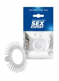 Эластичное эрекционное кольцо с шипиками и шариком - Sex Expert - в Оренбурге купить с доставкой