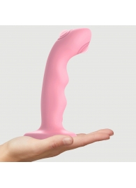Розовая насадка-стимулятор Strap-On-Me Tapping Dildo Wave - Strap-on-me - купить с доставкой в Оренбурге