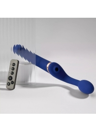 Синий безремневой страпон Multi Orgasm Bendable Strap-On size L с клиторальной стимуляцией - Strap-on-me - купить с доставкой в Оренбурге