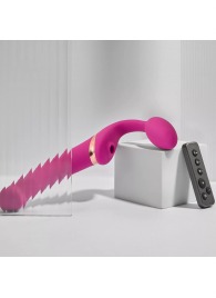 Ярко-розовый безремневой страпон Multi Orgasm Bendable Strap-On size L с клиторальной стимуляцией - Strap-on-me - купить с доставкой в Оренбурге