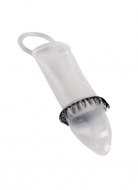 Закрытая насадка на пенис с подхватом мошонки и стимулирующими «ресничками» - Sextaz - в Оренбурге купить с доставкой