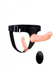 Женский страпон с 2 насадками, вибрацией и пультом ДУ - Erowoman-Eroman - купить с доставкой в Оренбурге