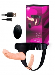 Женский страпон с 2 насадками, вибрацией и пультом ДУ - Erowoman-Eroman - купить с доставкой в Оренбурге