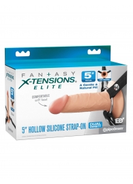 Телесный пустотелый фаллопротез 5’’ Hollow Silicone Strap-On - 14 см. - Pipedream - купить с доставкой в Оренбурге