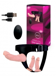 Женский страпон с 3 насадками и вибрацией - Erowoman-Eroman - купить с доставкой в Оренбурге