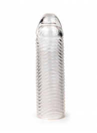 Прозрачная закрытая насадка на пенис с ребрышками - 16 см. - Sex Expert - в Оренбурге купить с доставкой