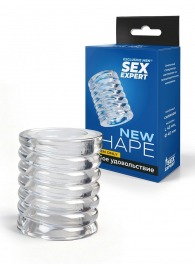 Прозрачная сквозная насадка на пенис с ребрышками - Sex Expert - в Оренбурге купить с доставкой