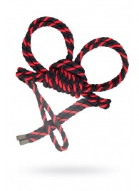 Черно-красные наручники-оковы ’’Узел-омега’’ из хлопковой веревки - Pecado - купить с доставкой в Оренбурге