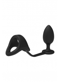 Черное эрекционное кольцо с анальной пробкой Cockstrap With Anal Plug - Dream Toys - в Оренбурге купить с доставкой