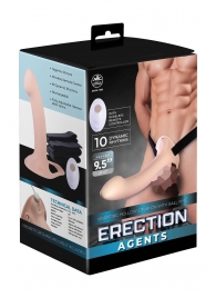 Телесный полый страпон с вибрацией Erection Agents - 24,1 см. - NMC - купить с доставкой в Оренбурге